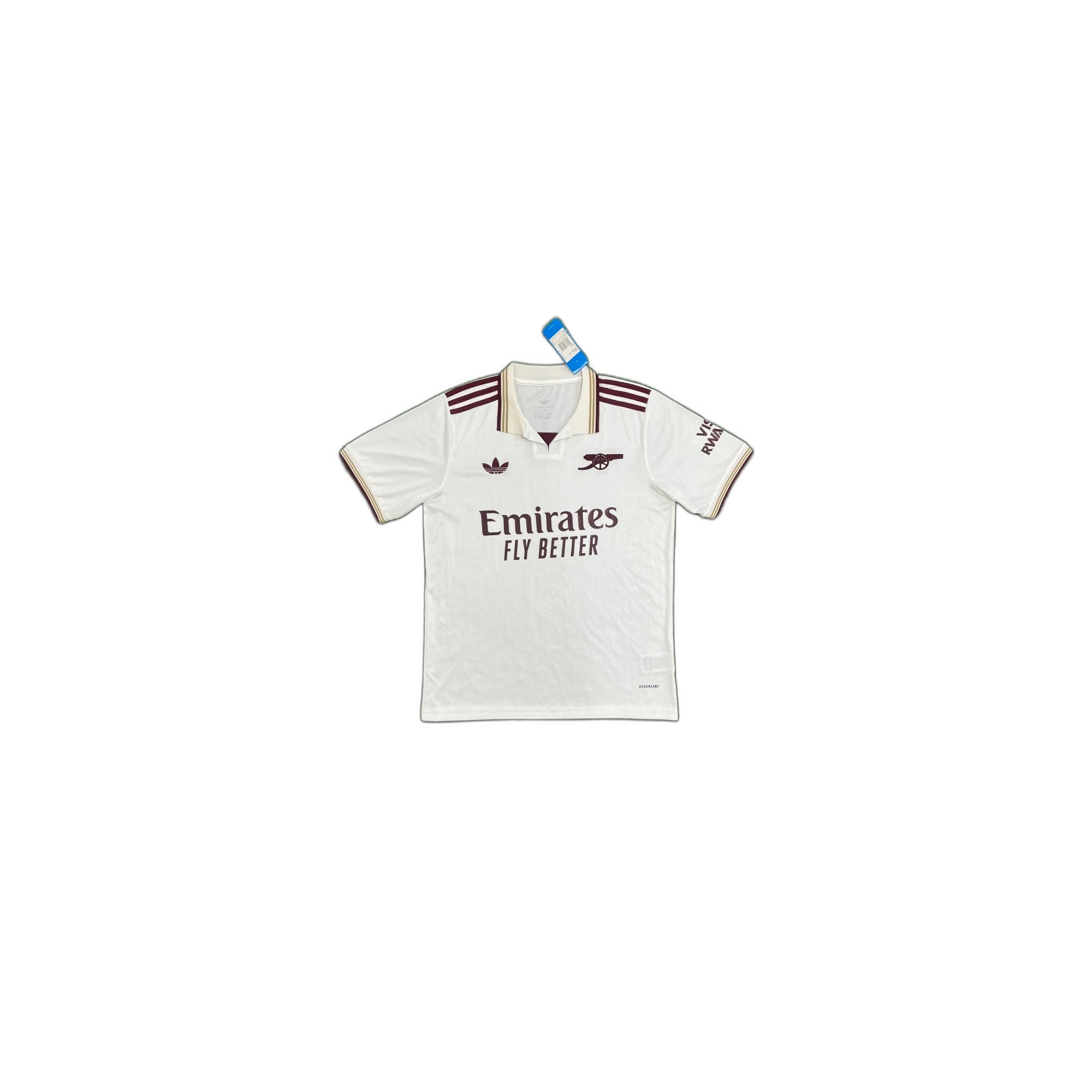 Arsenal 2025/26 Third Shirt – White/Burgundy (Emirates Fly Better)