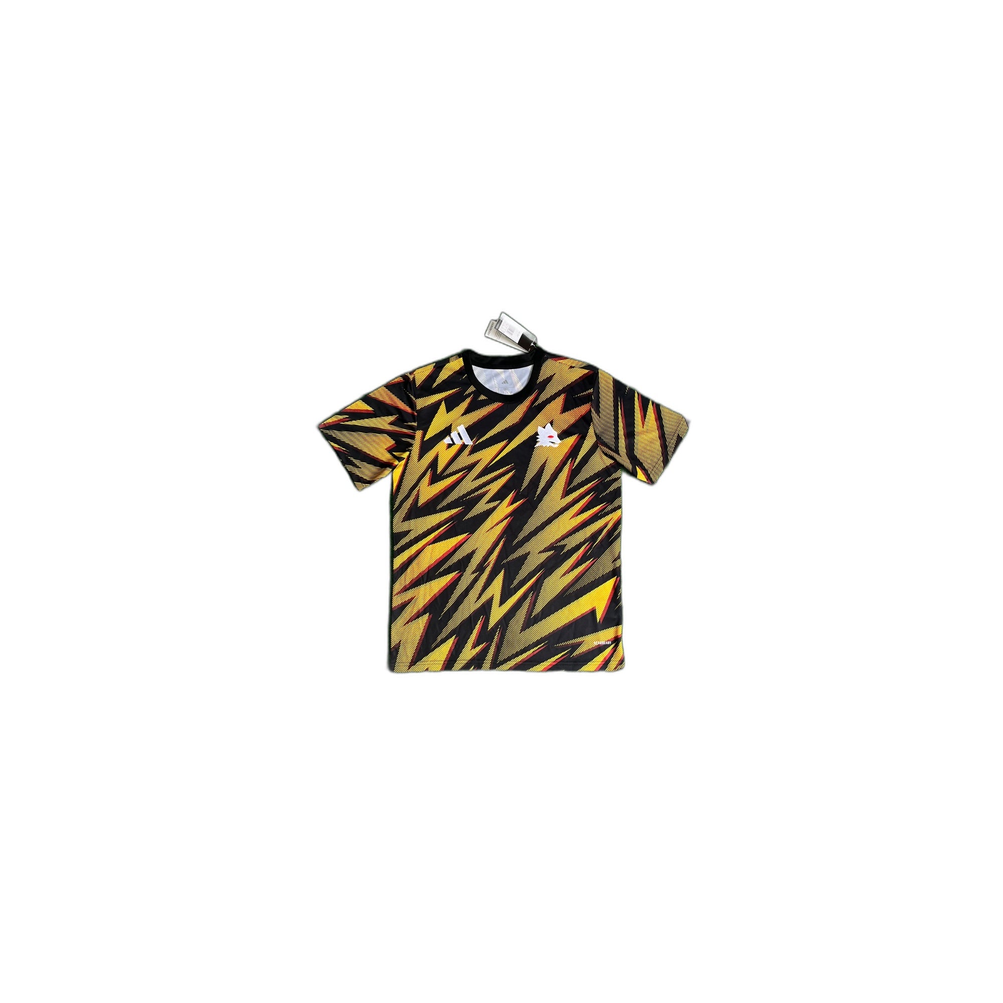 AS Roma pre match yellow and black lightning stripes jersey